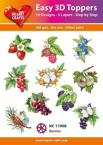  Easy 3D Toppers Berries 10 forskellige motiver med glimmer